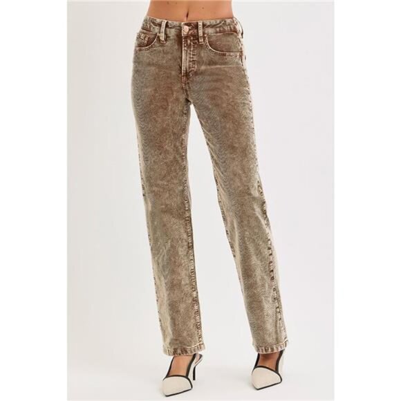 RISEN Tummy Control Mid Rise Straight Leg Corduroy Pants - Picture 1 of 6